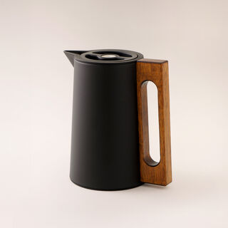 Dallaty Steel Vacuum Flask Flask With Wood Handle 0.6L, Black
