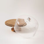 La Mesa glass cake stand with wood base 26.5*28.5cm image number 1