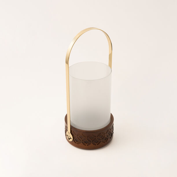 Homez handcrafted wooden lantern 16*16*32 cm image number 2