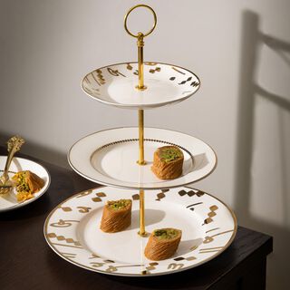 La Mesa 3 Tiers Porcelain Dessert Serving Gold