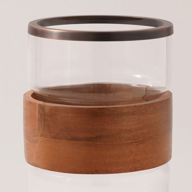 Homez glass candle holder 18*18*26cm, brown image number 2