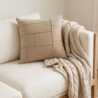 Homez Beige Geometric Grid Cushion Cover, 45*45Cm