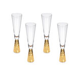 4 Pcs Glass Juices Goblets With Cutting And Luster Gold image number 0