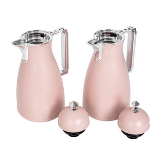 Dallaty 2 Pieces Plastic Vacuum Flask Koufaa Pink & Silver 1L
