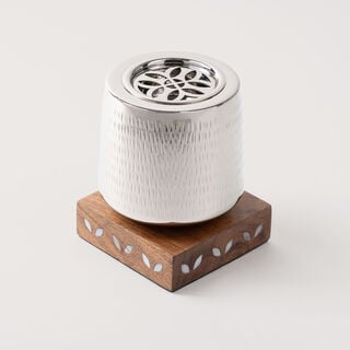 Pearl Collection Oud Burner, Silver, 10*10*12.5 cm