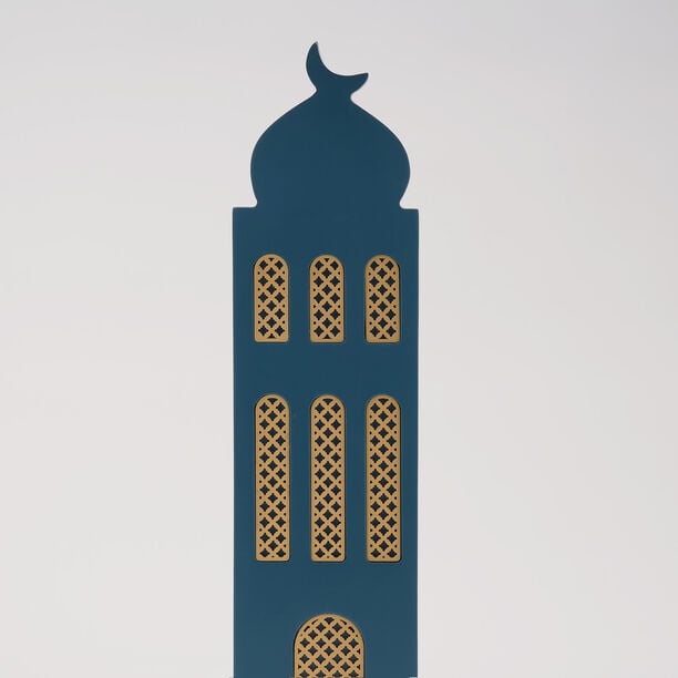 هومز مجموعة منارة قطعة ديكور خشبية، أزرق، 13*8*43 سم image number 2