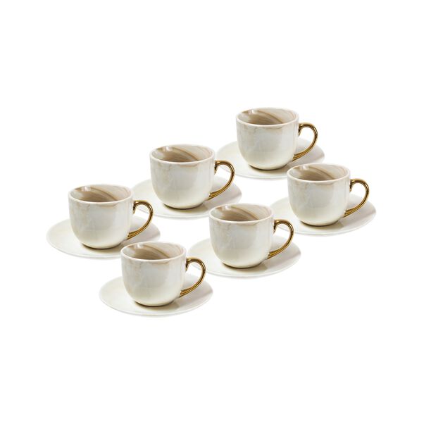 La Mesa Coffee Set Marble With Gold Handle 12 Pieces image number 1