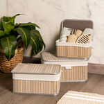 Cottage grey bamboo basket set with lid 3 pcs image number 7