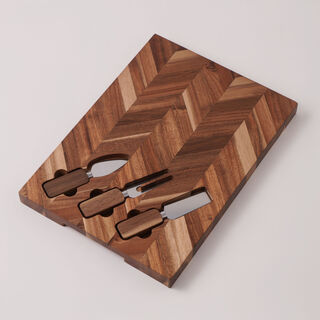 Alberto acacia wood herringbone cheese board set 35*25*2.5 cm