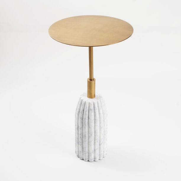 Homez Marble Side Table, Beige 31*53 Cm image number 0