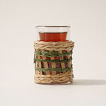 Dallaty glass and rattan 4pcs tea cup set, beige image number 2