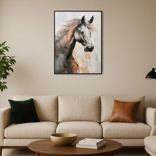 Homez canvas wall art framed horse, brown 90*120cm