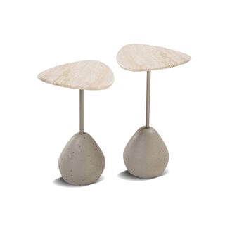 هومز كلارا طاولة جانبية مع قاعدة خرسانية، بيج 30*30*45 سم