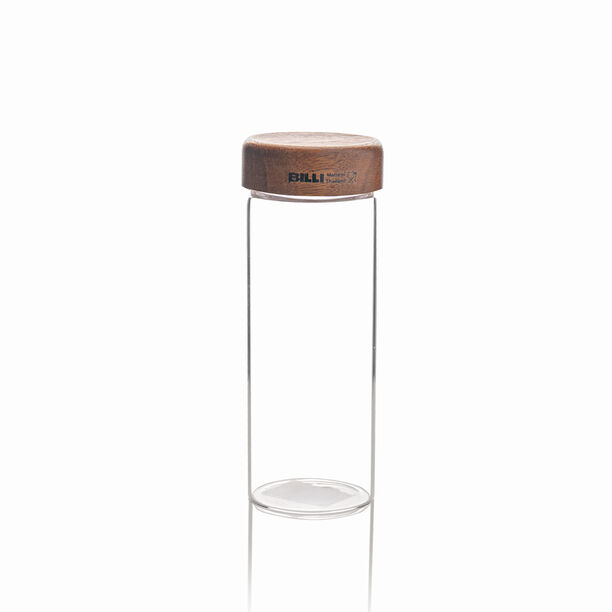 Billi glass bottle with wooden lid & spoon 15 cm image number 0