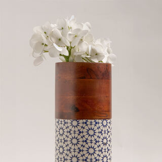 Bahja wood cylindrical vase 12*12*35 cm