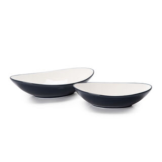 Rio Oval Bowl 2 Pieces Set Blue Glaze