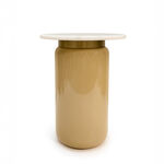 هومز طاولة جانبية زجاج بسطح رخامي، بيج 55*48سم image number 0