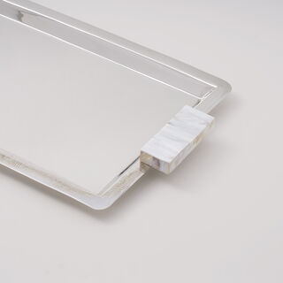 تشكيلة صدفة دلتي صينية تقديم، ستيل، فضي، 53*30*4 سم