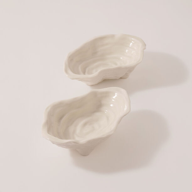 Homez Ceramic Decor Plate Flower Design, White 23.9*16.2*6.5Cm image number 1