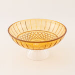 "هومز وعاء ديكور زجاج بشكل ماسة، عنبري داكن 29.4سم image number 0