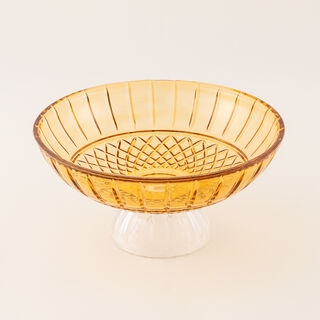 "هومز وعاء ديكور زجاج بشكل ماسة، عنبري داكن 29.4سم