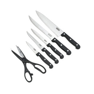  6 Pcs Wooden Knife Block With Knives
