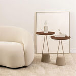 Homez lilly side table with concrete base, walnut 40*40*55 cm image number 3
