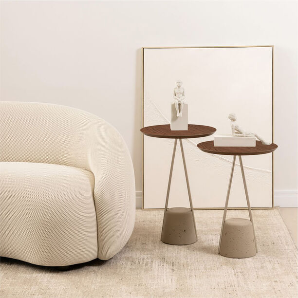 Homez lilly side table with concrete base, walnut 40*40*55 cm image number 3