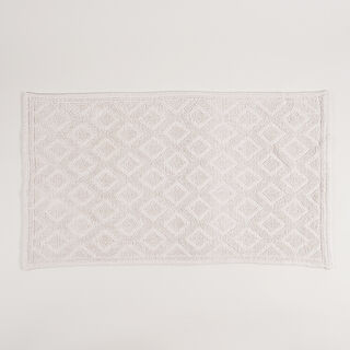 Boutique Blanche Geometric 100% Cotton Bathmat 60*90Cm White