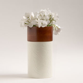 Bahja wood cylindrical vase 12*12*24 cm