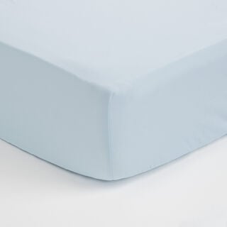 Boutique Blanche Fitted Sheet 100% Cotton 200Tc Percale King, Soft Blue 180*200 Cm
