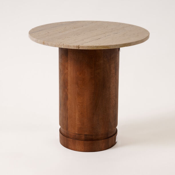 Homez side table with travertine marble top, in beige 50*50*49cm image number 0