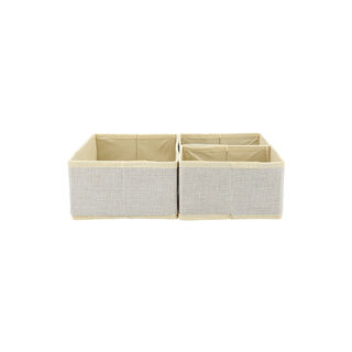 Fabric Set Of 3 Drawers Organizers Beige