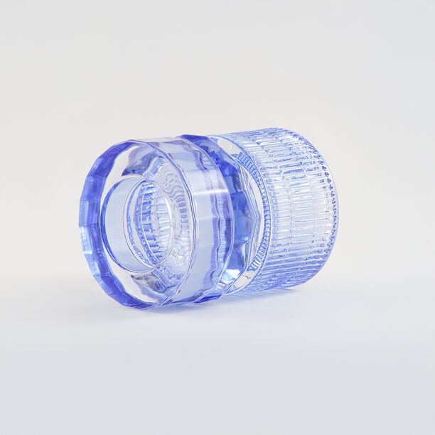 هومز حامل شموع مضلع زجاج 13.3*13.3*15.4سم، أزرق image number 2