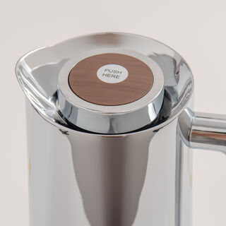 Dallaty 1L silver steel vacuum flask with wooden handle