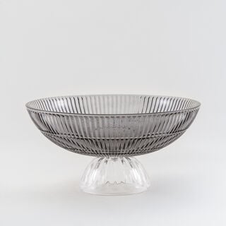 Homez d&eacute;cor bowl glass light grey 29.4*29.4*14.4 cm