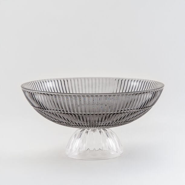 Homez d&eacute;cor bowl glass light grey 29.4*29.4*14.4 cm image number 0