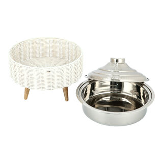 Large Bamboo Basket With Jar Nickle