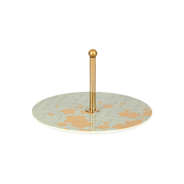 Harmony 1 Tier Cake Stand With Gold Handle image number 1