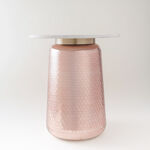 Homez pink side table glass and marble 54*48*48cm image number 1