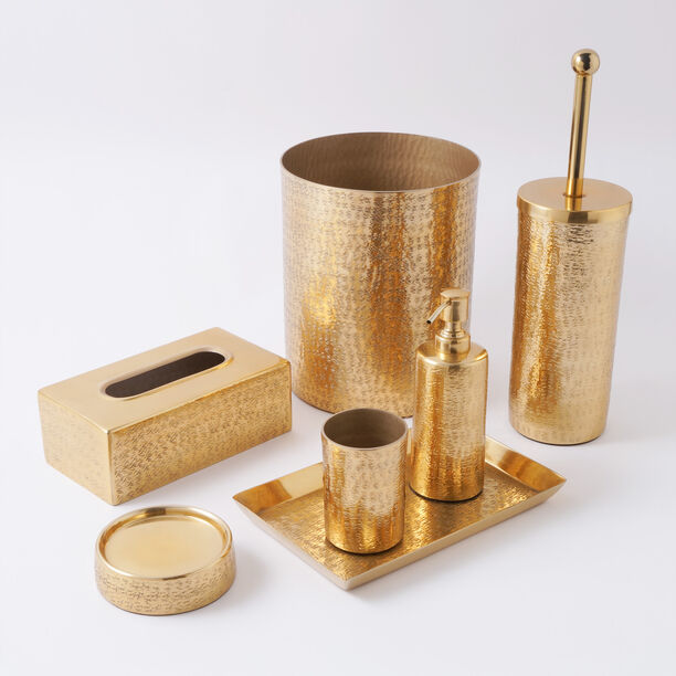 Homez aluminium waste basket, gold 20*20*24 cm image number 4