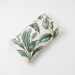 Boutique Blanche rectangular cotton pillow with leaves embroidery, green 45*35*15cm