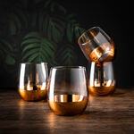Glass Tumblers Bottom Plating Gold Set of 4 image number 0
