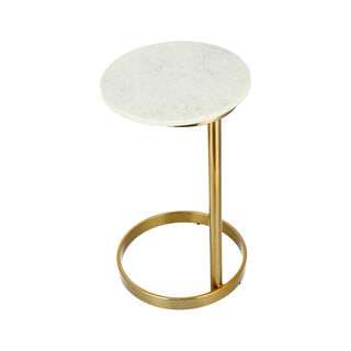 Marble Side Table Sofa Gold And White