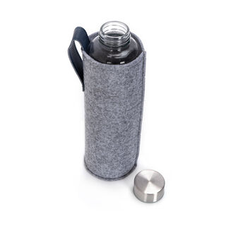 Alberto Glass Bottle With Felt Cover Grey And Blue Color V:600Ml