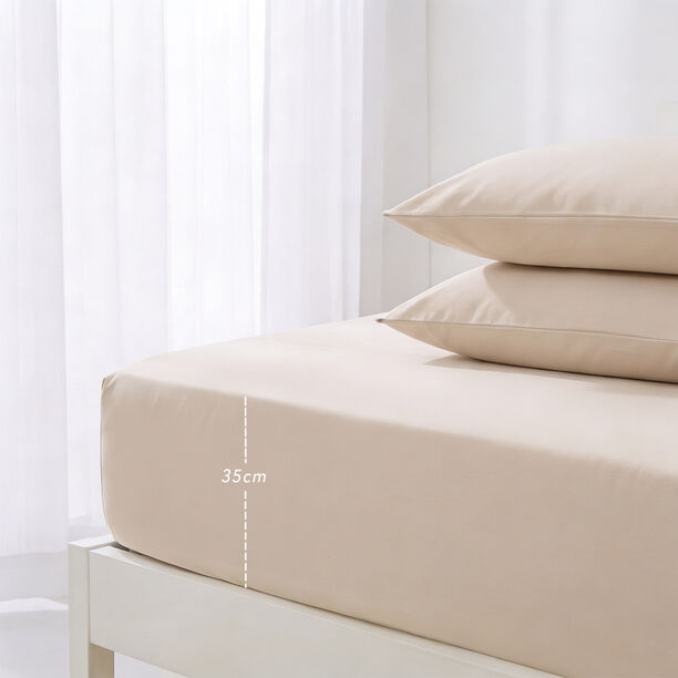 بوتيك بلانش شرشف سرير مطاطي قطن 100% 200 خيط بيج 180*200 سم image number 2