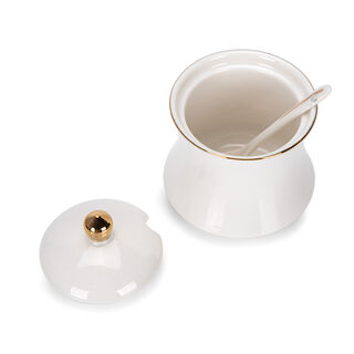 Sugar Pot 1Pc Porcelain Silver Rim