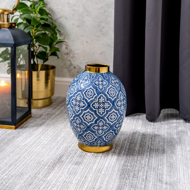 Vase Blue Pattern With Gold 23 *23 * 31 cm image number 0