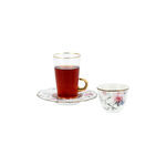 Arabic Tea and Coffec Set 18Pc Porcelain Ivory Floral Blue image number 0