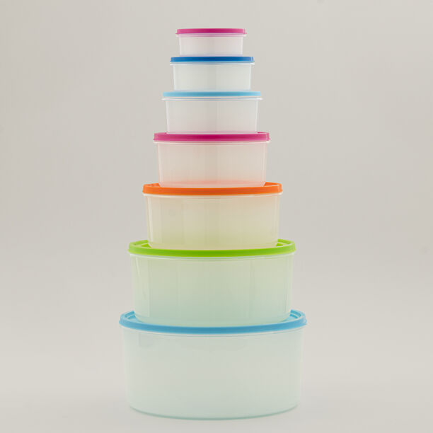Pentola 7pcs plastic food storage container set with lids, multicolor image number 0